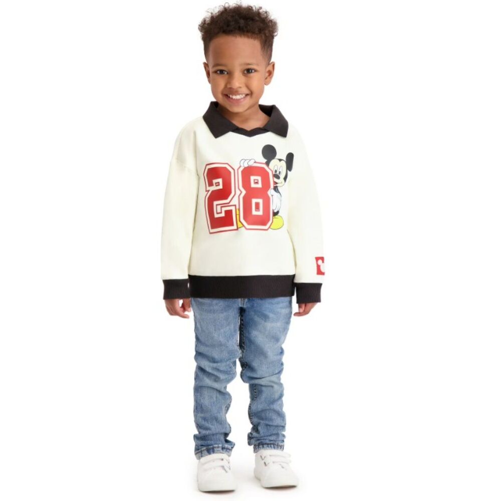NEW Boys Sz 2 Toddler MICKEY MOUSE Collared Lightweight Rugby Sweatshirt DISNEY